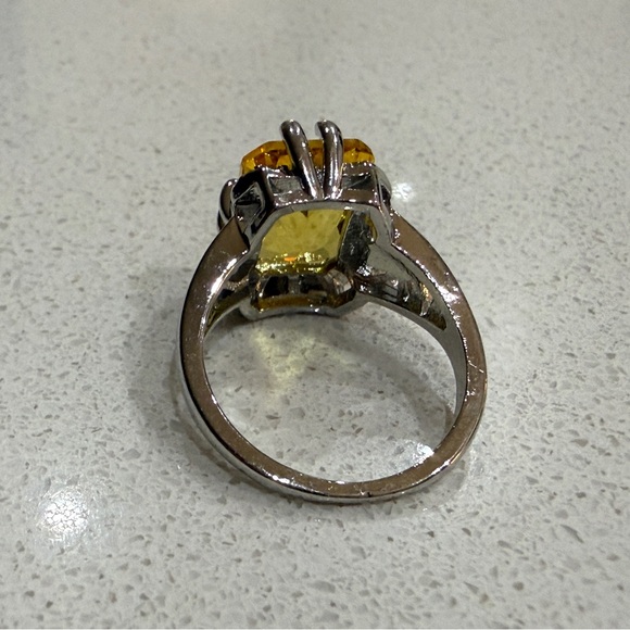 Radiant Yellow and Silver Tone Women's Ring - Picture 5 of 7